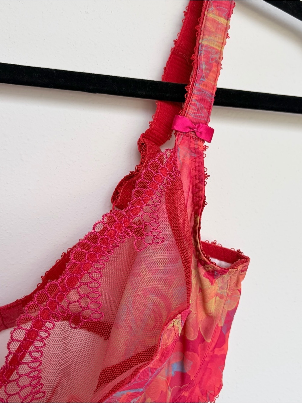 Freya Red Tropics Underwire Plunge Paradise Bra 34FF Plunge Balcony Semi Sheer - Picture 5 of 8